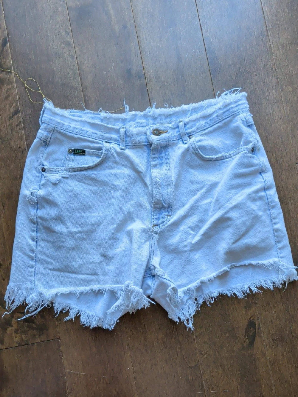 Lee‎ Light Blue Frayed Hem Denim Shorts - Women